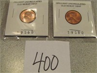 1956 D, 1958 D UNCIRCULATED WHEAT PENNIES