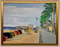 Signed G. Calabro 1998 Oil On Canvas Beach Scene