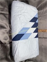 Hand made block and diamond blue quilt