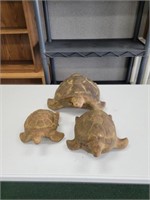 3 DECORATIVE HARD LAWN/GARDEN TURTLES