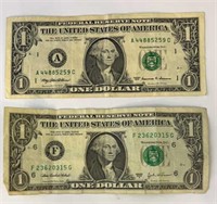 1999 & 2003 USA $1 Bills