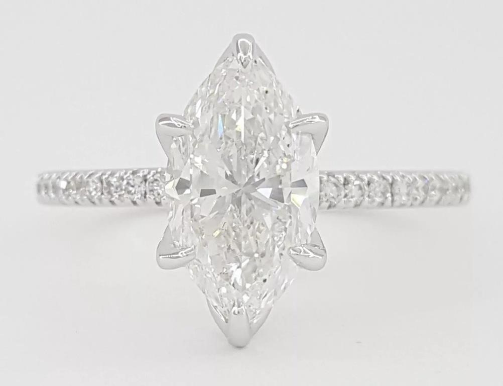 2.50 Ct Lab Grown Diamond Marquise Ring 14kt
