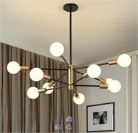 KAISITE 10-LIGHT BLACK AND GOLD CHANDELIER HEIGHT