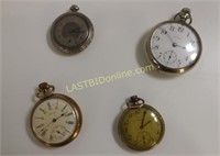 4 VINTAGE & ANTIQUE GOLD & SILVER POCKET WATCHES
