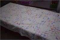 Vintage Hand Stitched Hand Quilted Quilt. Some
