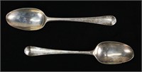 Pair Hester Bateman English Sterling Spoons 1776