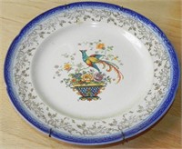 Antique Flow Blue Bird of Paradise Cabinet Plate