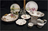 Nippon Moriage S & P w/ Plate, Assorted Glassware