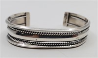Nora Tahe, Navajo Sterling Silver Cuff Bracelet