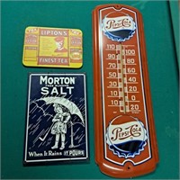 Metal Advertising Signs & Thermometer