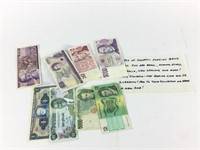 8 colorful foreign bank notes