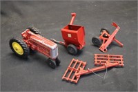 Hubley Tractor, Auger Wagon, Mower, Drag