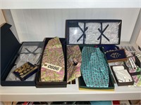CONTENTS ON SHELF INCLUDING BOWTIES, LAPEL PINS