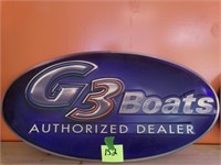 G3 Boats Dealer Plastic Sign - 17" x 34"