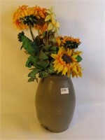 Pottery Jug w/Atrificial Flowers - Jug - 12" Tall