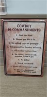 Cowboy 10 Commandments metal sign 17 x 12"