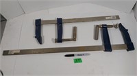 2 wood clamps, 28" & 21"
