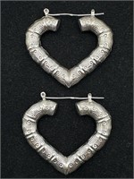 Heart Shaped Silver 925 Bamboo Earrings