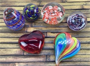Lot of 6 Various Size Paperweights
