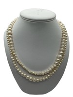 Pearl Necklace with 925 Sterling Silver Buckle