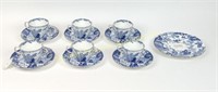 6 ROYAL CROWN DERBY MIKADO CUPS & SAUCERS + PLATE
