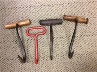 Four Primitive Farm Hay Bale Hooks