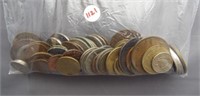 Large bag of foreign coins.