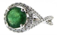 14kt Gold 1.95 ct Round Emerald & Diamond Ring