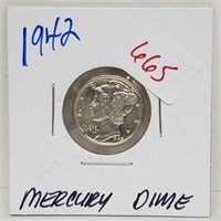 1942 90% Silver Mercury Dime 10 Cents