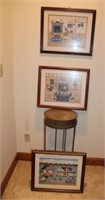 3 Prints by Colleen Sgroi & Metal Plant Stand