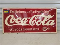 Metal Coca-Cola sign 17x36