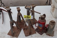 3 bottle jacks & 4 jack stands