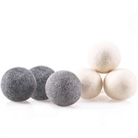Wool Dryer Balls 3 Gray 3 White 6-Pack