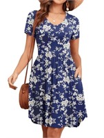 P3680  Large Casual V Neck Dress with Pockets