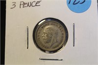 1933 Great Britain 3 Pence Silver Coin