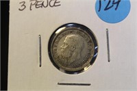 1934 Great Britain 3 Pence Silver Coin