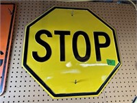 Yellow Stop sign metal 24”