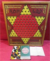 Vintage San Loo Chinese Checkers & Rummy Set OLD