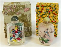 2 LOVELY HAND PAINTED SNUFF BOTTLES