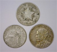 CUBA: Trio of Silver 20 & 25 Centavos 1948-1953
