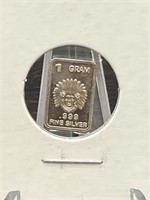 1g .999 Fine Silver Bar Aztec King