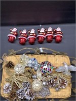 Lot of Christmas ornaments 4" Santa plus