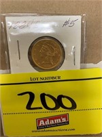 1884-S LIBERTY 5 DOLLAR GOLD PIECE