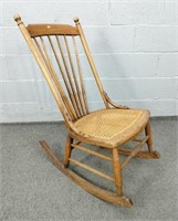 Solid Wood Rocking Chair With Cane Seat
