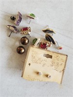 Pierced Post Earrings, Colored Stones