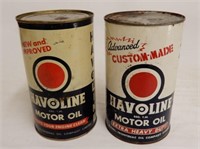 LOT OF 2 HAVOLINE MOTOR OIL IMP. QT. CANS