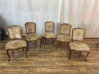 5pc French Leg Chairs Tan Floral Fab