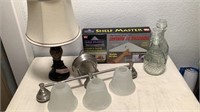 Table Lamp, Light Fixture, shelf Master, Decanters