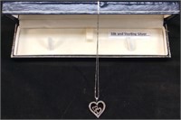 10K AND STERLING SILVER NECKLACE WITH BOX