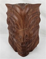 6.5" Solid Wood Carved Tribal Face Statue